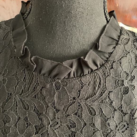 Karl Lagerfeld Women’s Lace Bib Floral Sleeveless Dress Size 14 High Neck - Picture 5 of 10